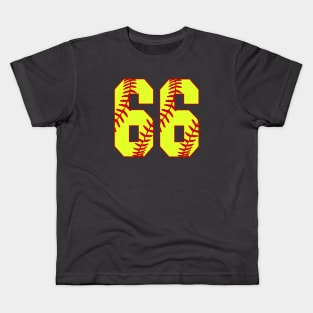 Fastpitch Softball Number 66 #66 Softball Shirt Jersey Uniform Favorite Player Biggest Fan Kids T-Shirt